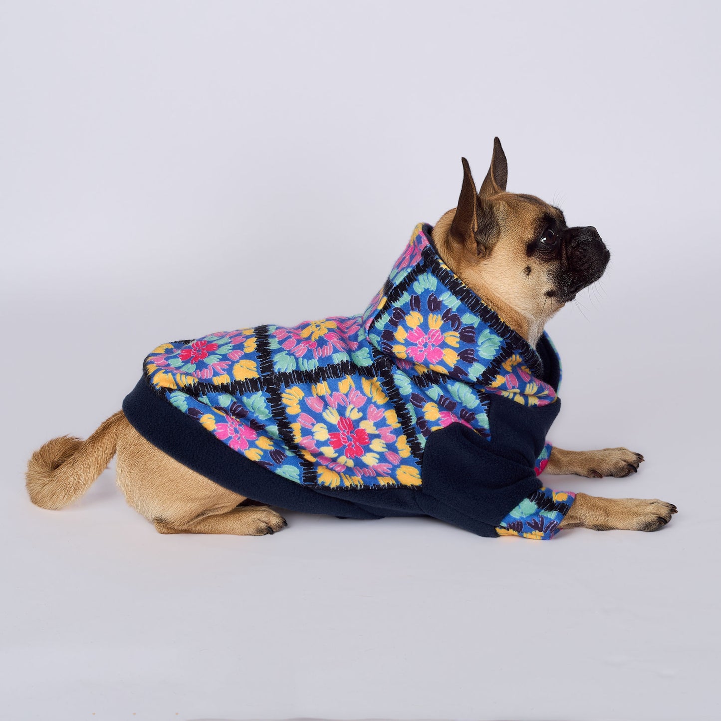 Dog Fleece Hoodie - Patchwork