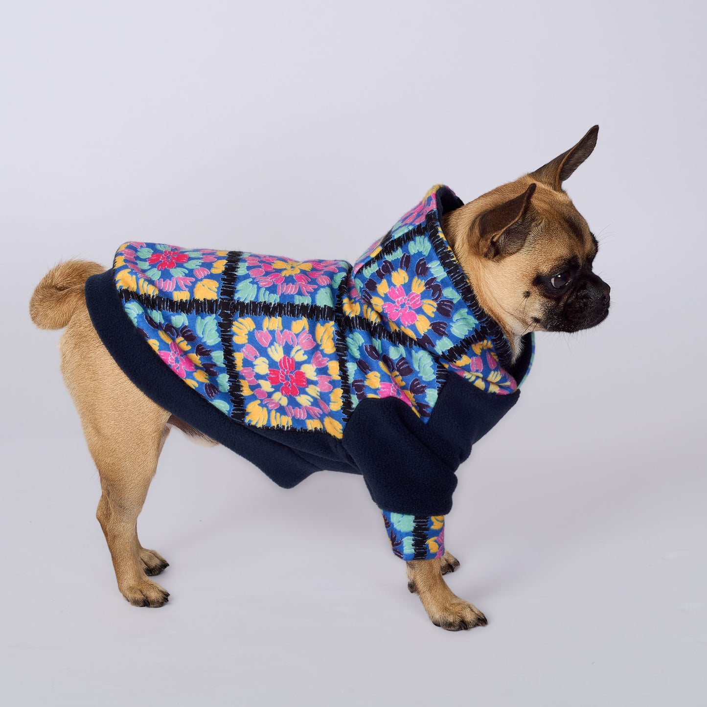 Dog Fleece Hoodie - Patchwork