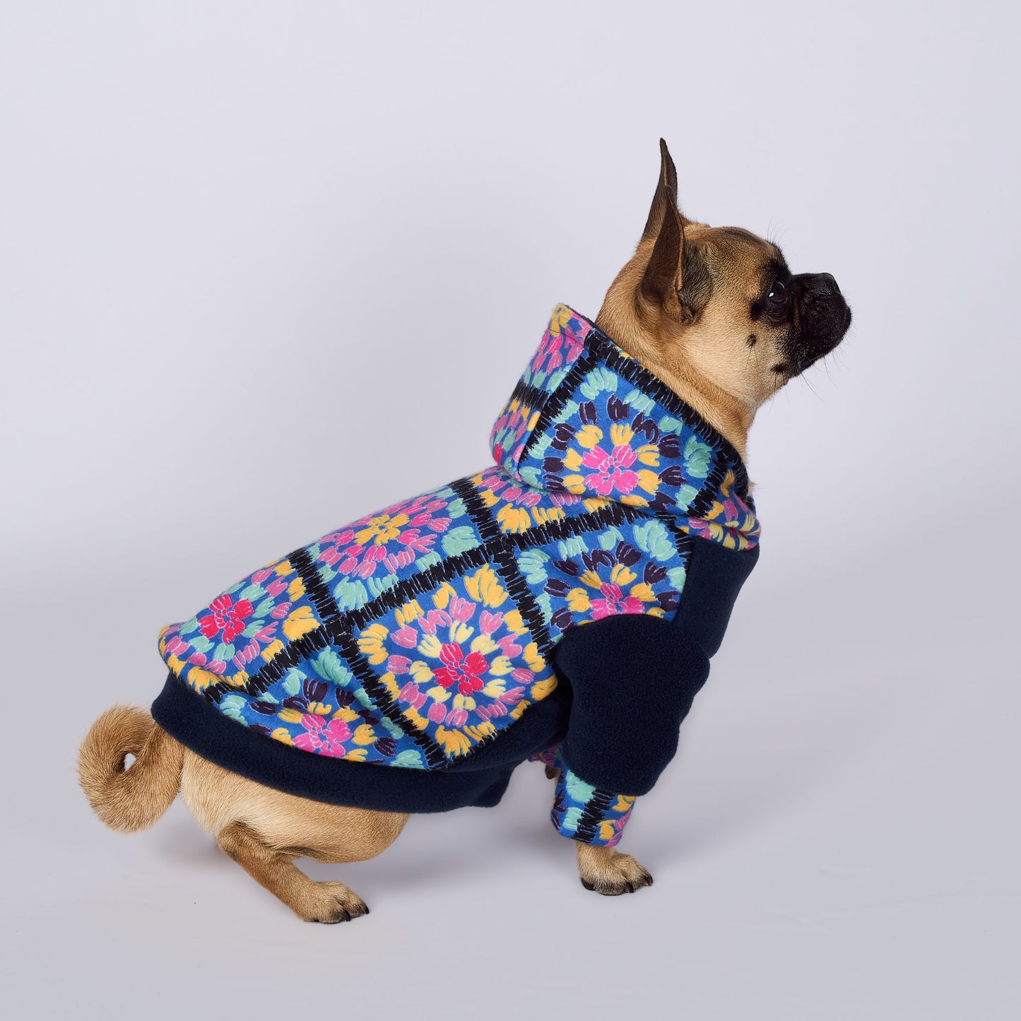Dog Fleece Hoodie - Patchwork