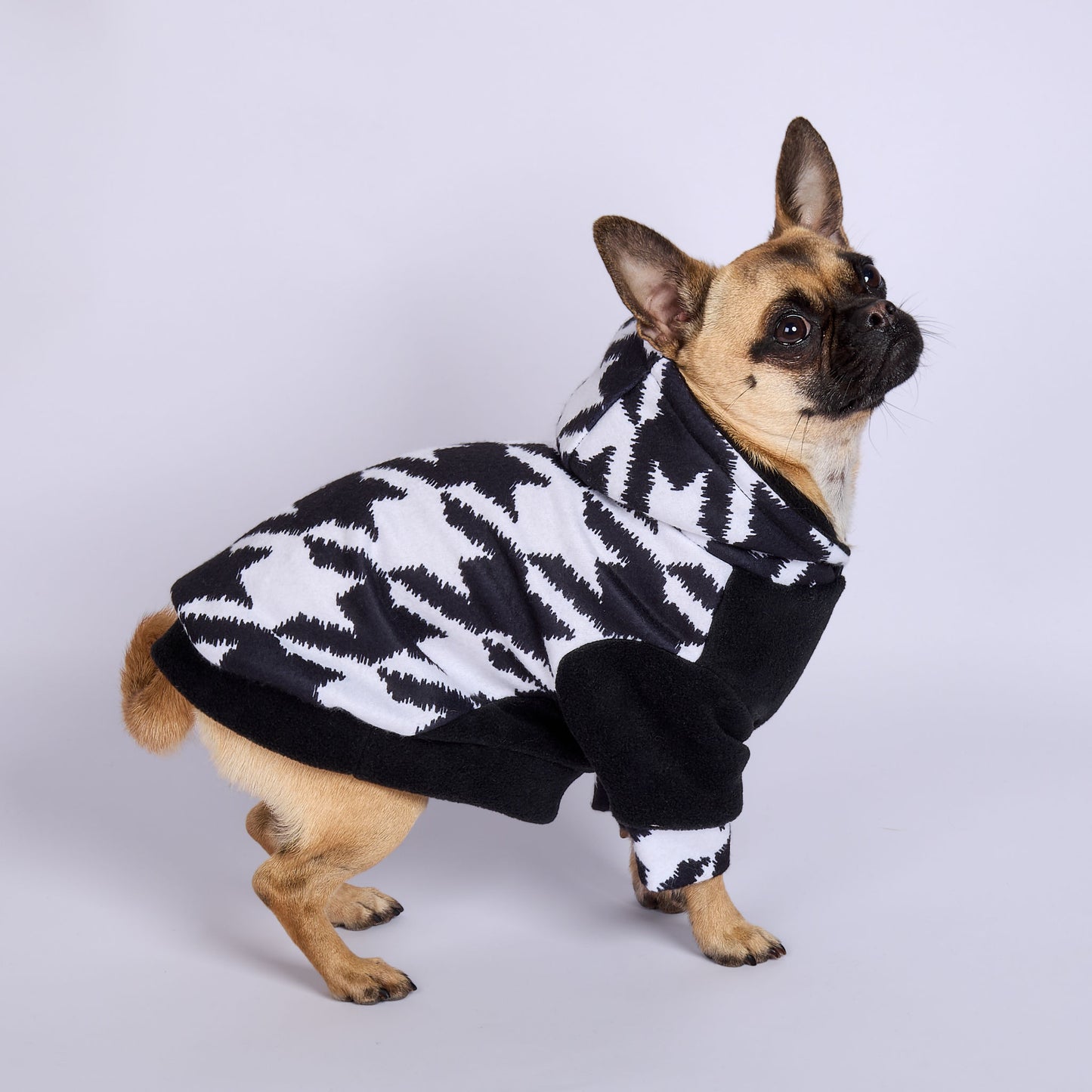 Dog Fleece Hoodie - Houndstooth