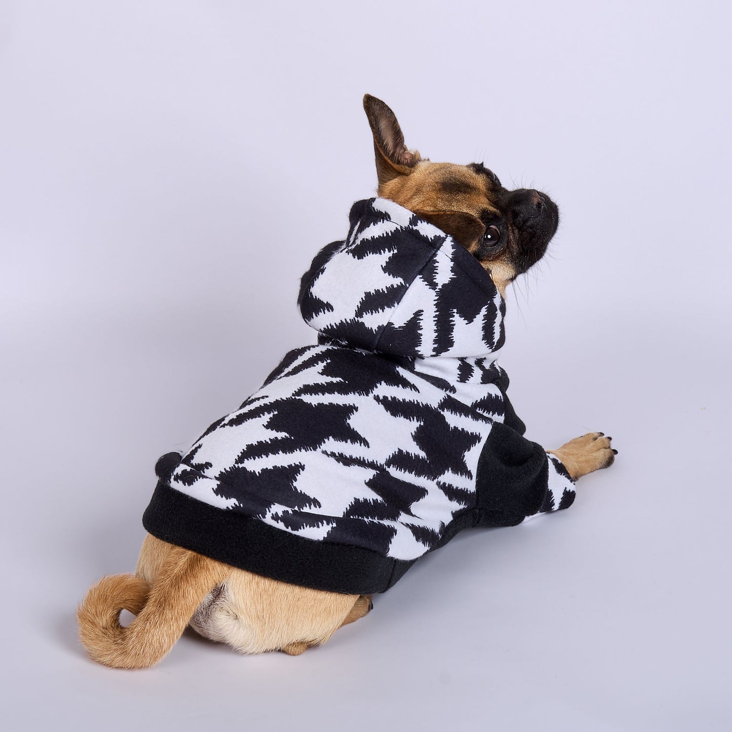 Dog Fleece Hoodie - Houndstooth