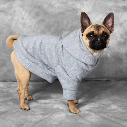 Dog Fleece Hoodie - Grey