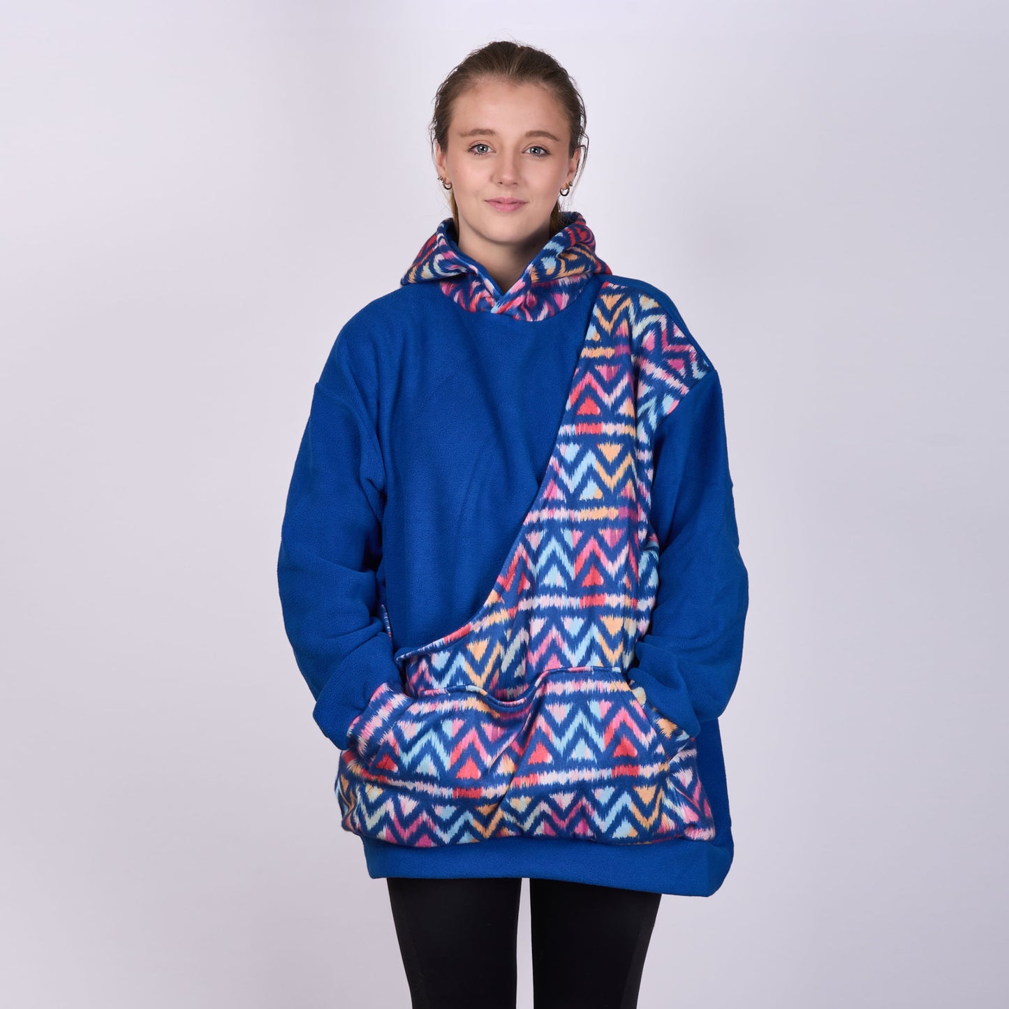 Poochy Pocket Hoodie Zig Zag Blue