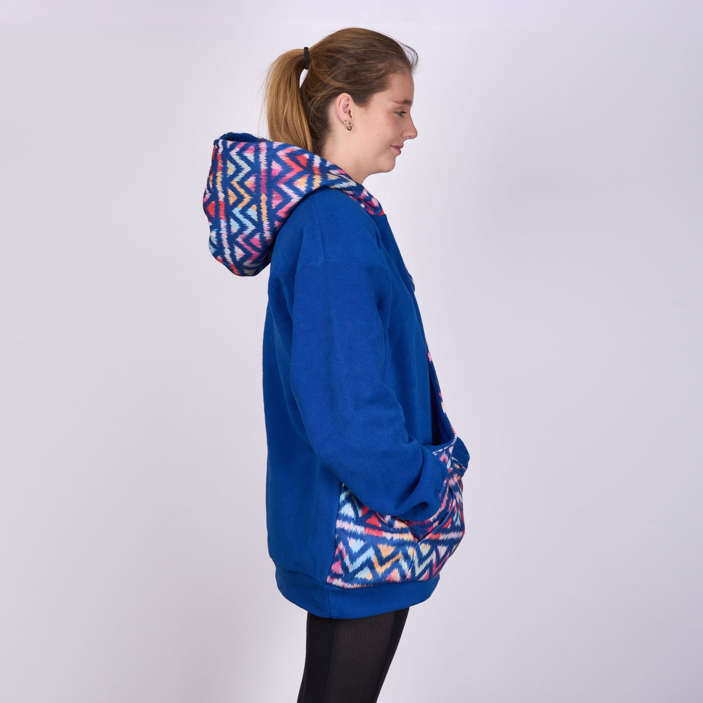 Poochy Pocket Hoodie Zig Zag Blue