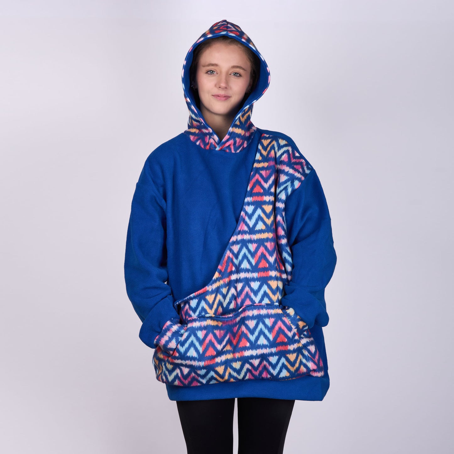 Poochy Pocket Hoodie Zig Zag Blue