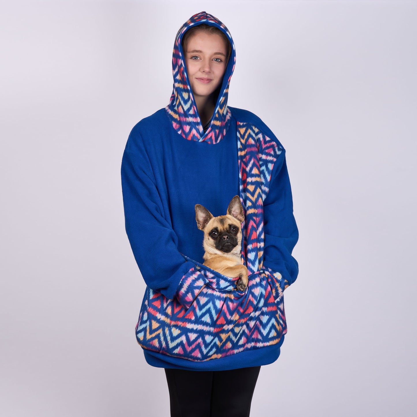 Poochy Pocket Hoodie Zig Zag Blue