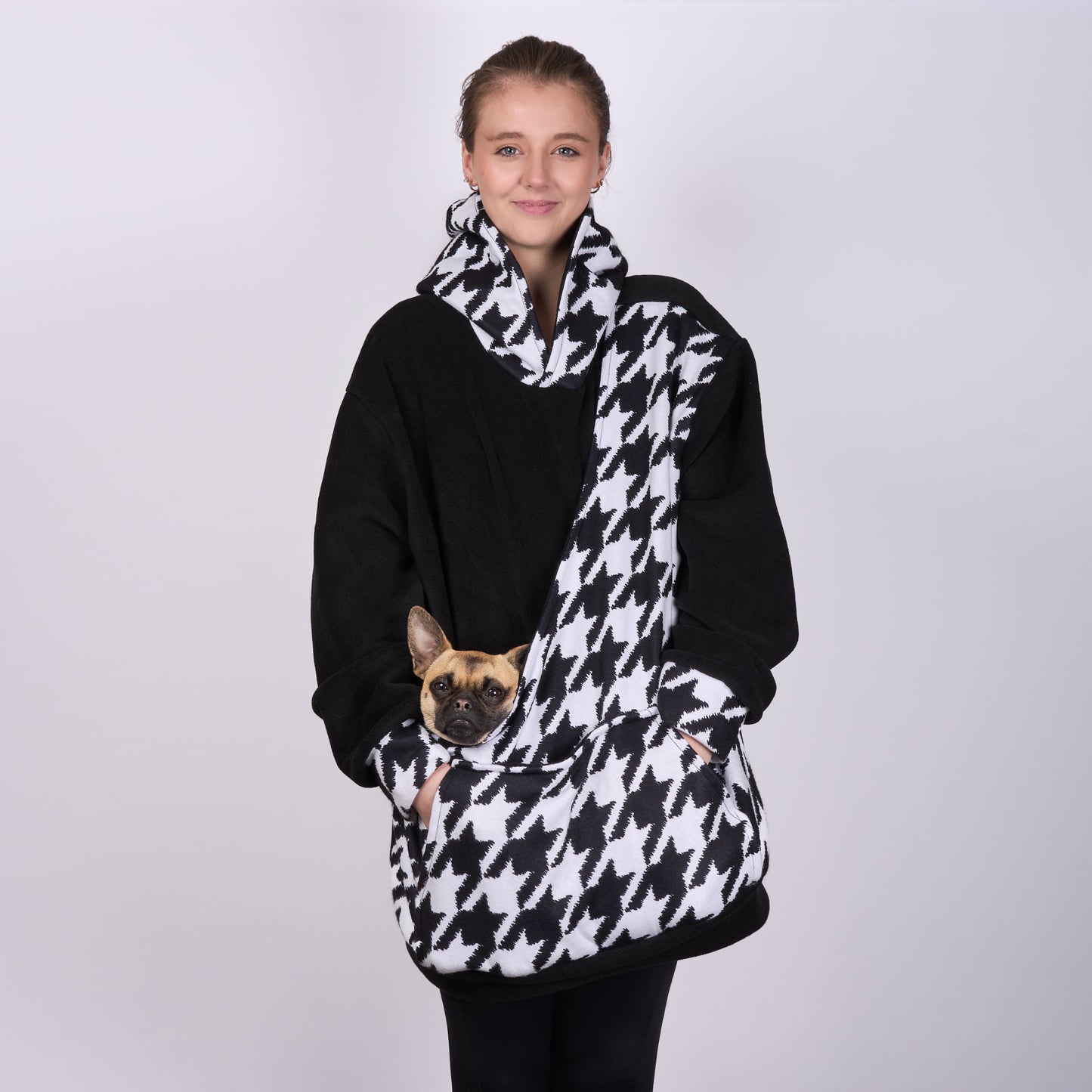 Poochy Pocket Hoodie Houndstooth