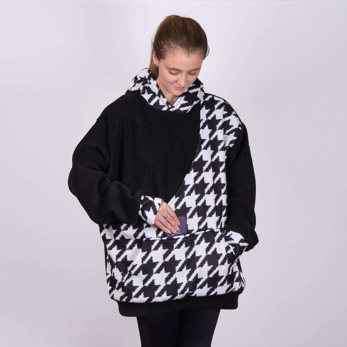 Poochy Pocket Hoodie Houndstooth