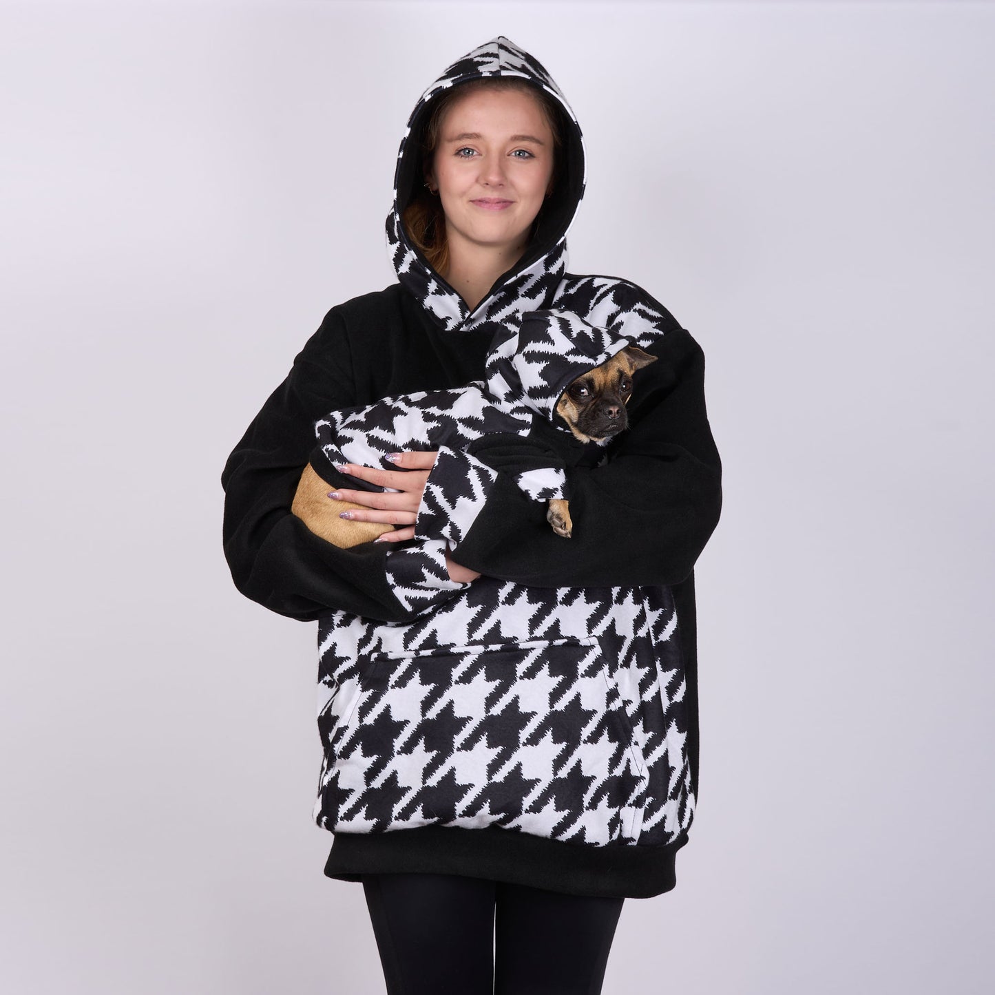 Poochy Pocket Hoodie Houndstooth