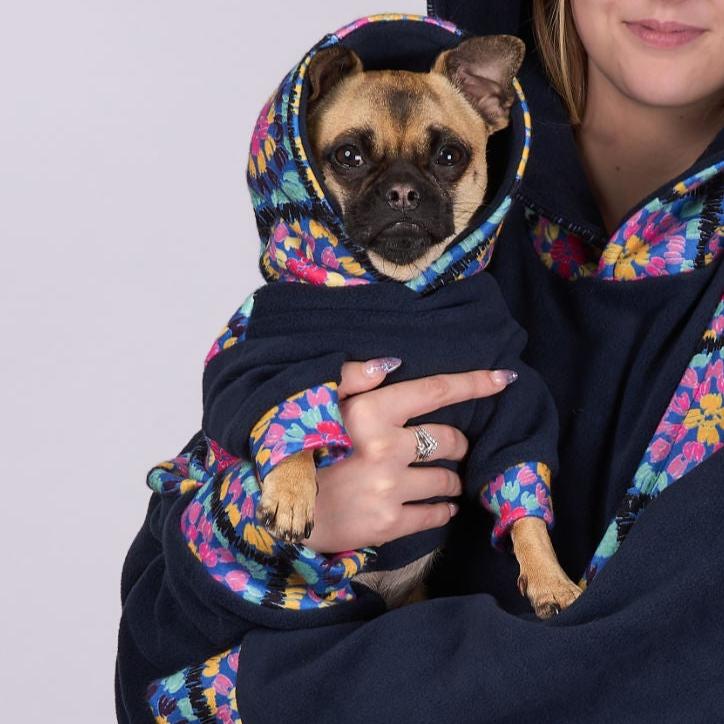 Dog Fleece Hoodie - Patchwork