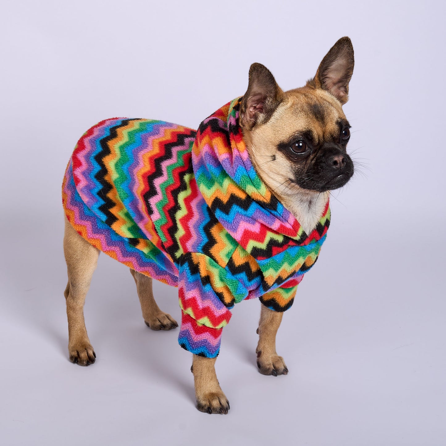 Dog Fleece Hoodie - Zig Zag