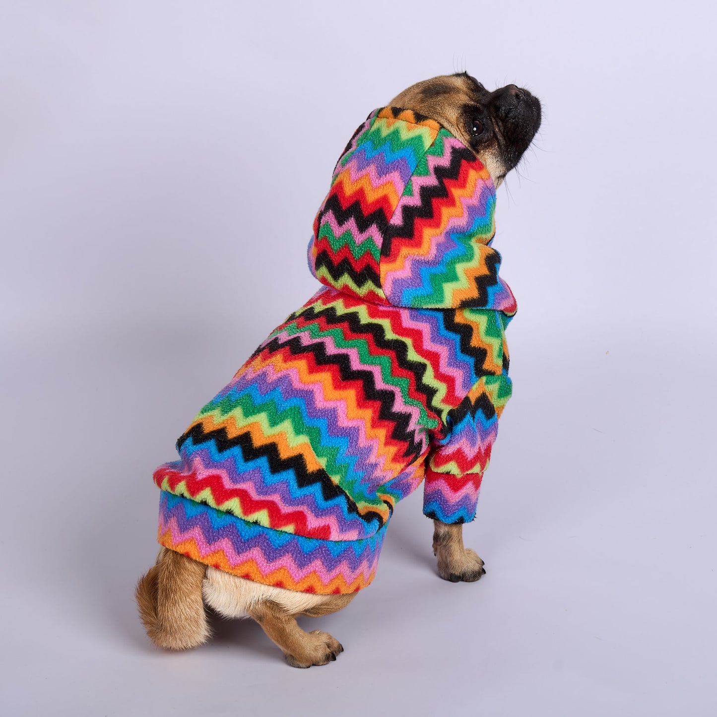 Dog Fleece Hoodie - Zig Zag