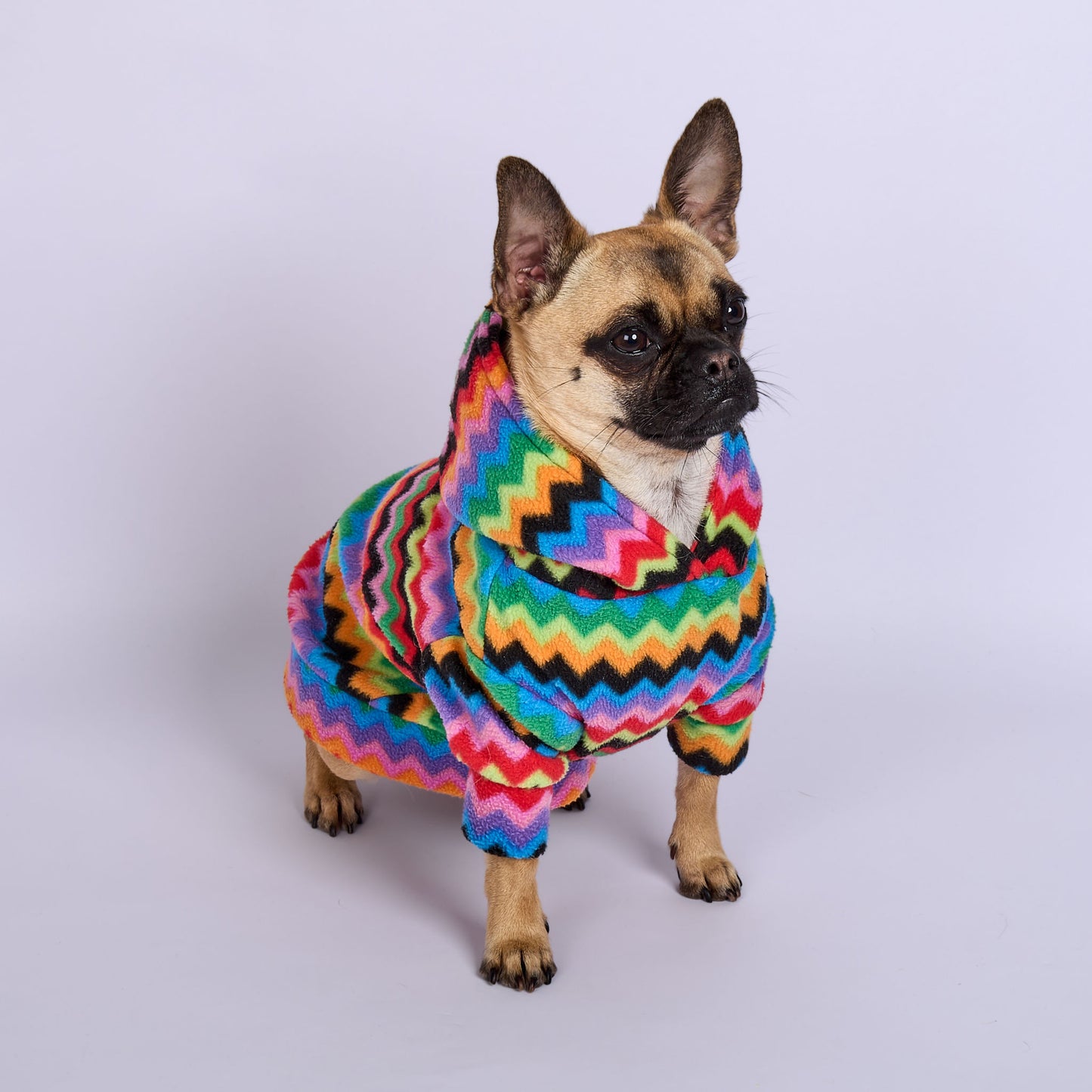 Dog Fleece Hoodie - Zig Zag