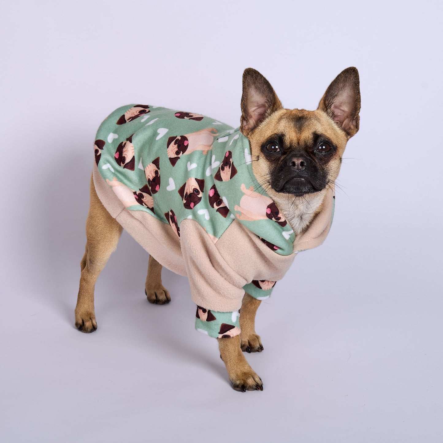 Dog Fleece Hoodie - Pug Mug