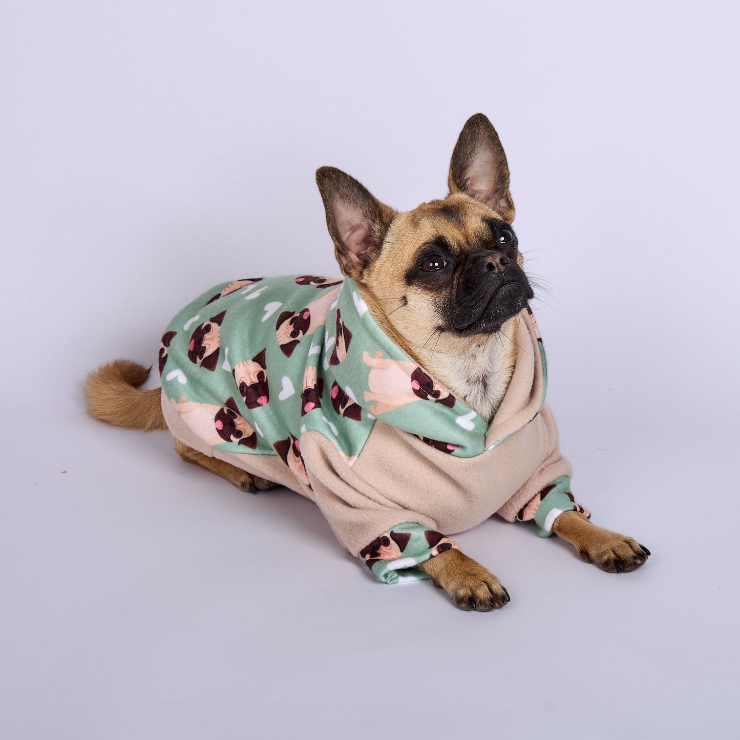 Dog Fleece Hoodie - Pug Mug