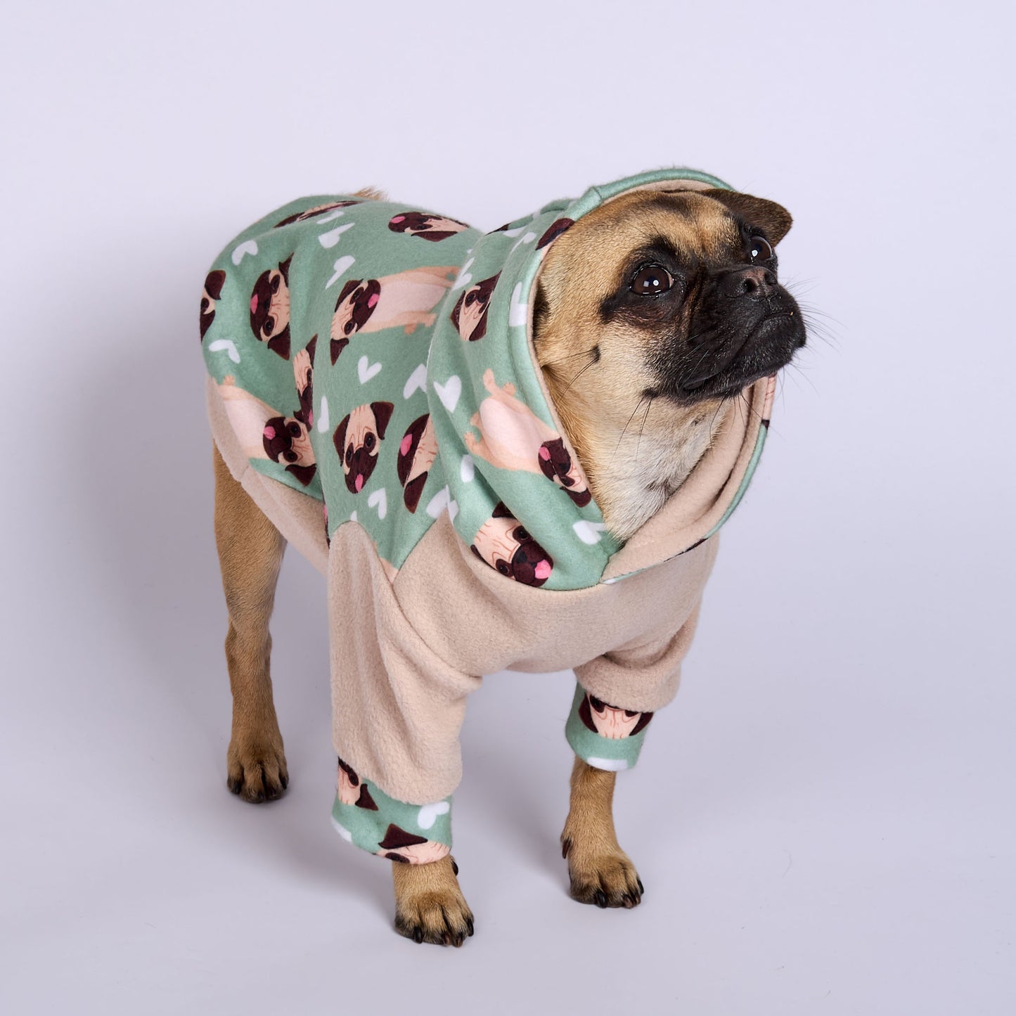 Dog Fleece Hoodie - Pug Mug