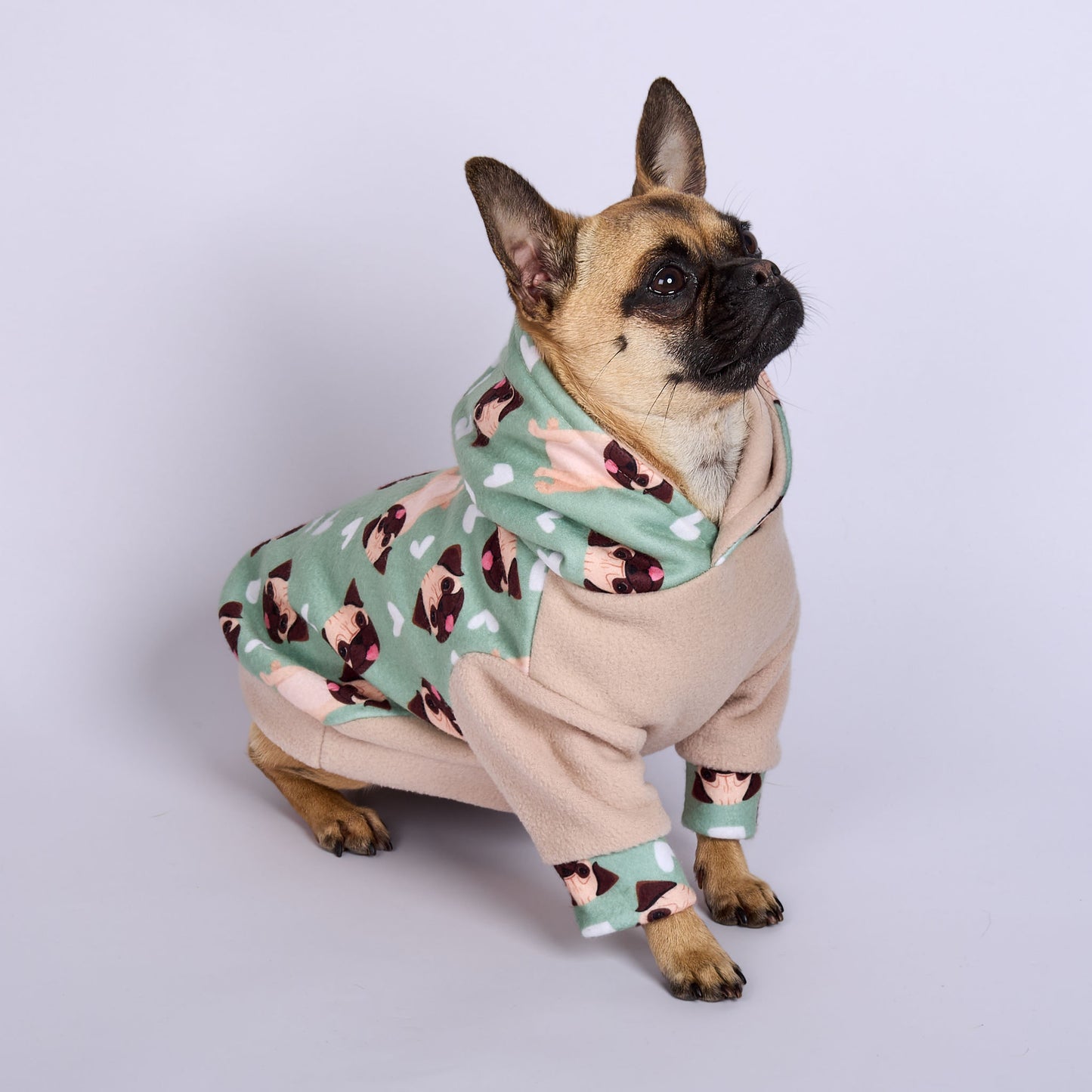 Dog Fleece Hoodie - Pug Mug