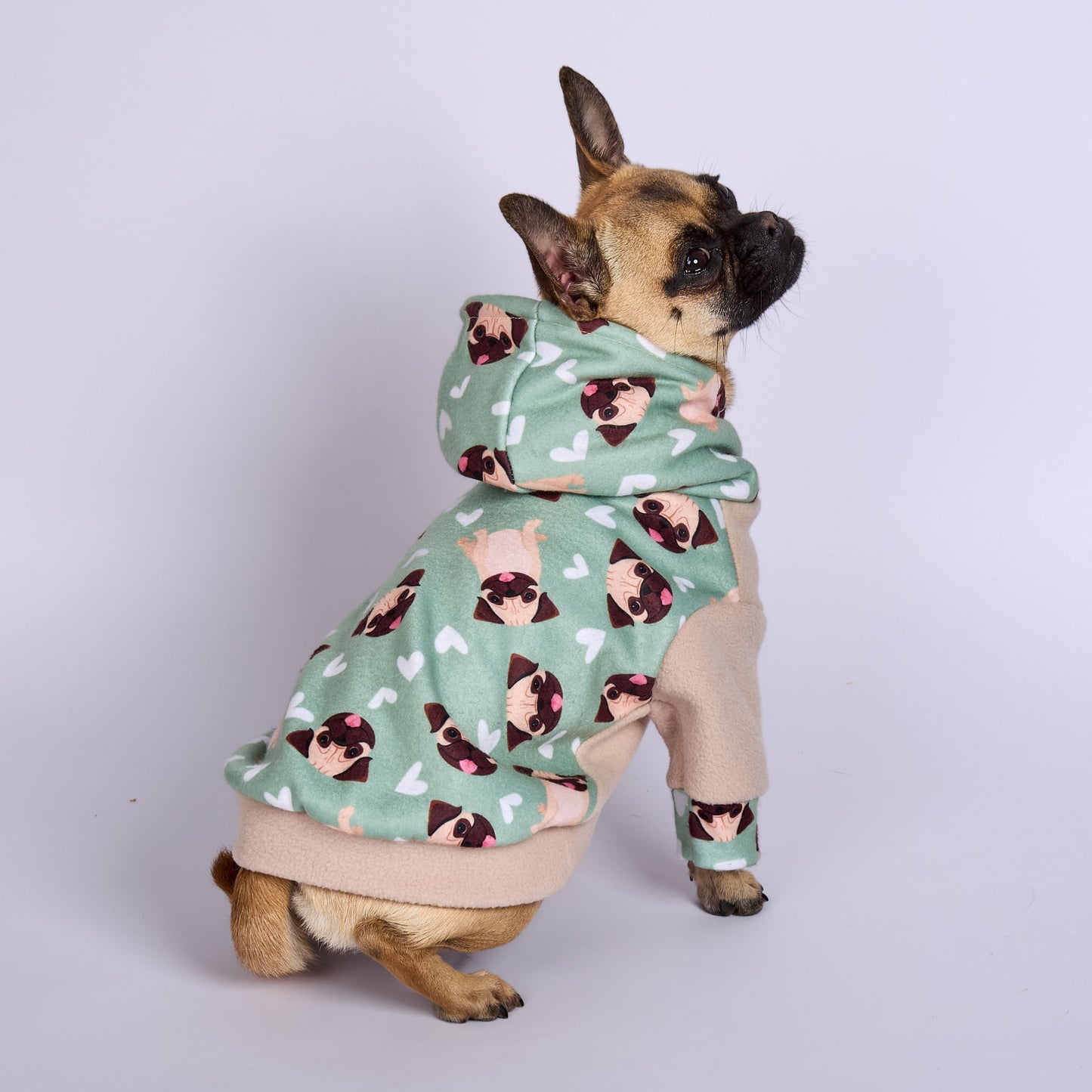 Dog Fleece Hoodie - Pug Mug